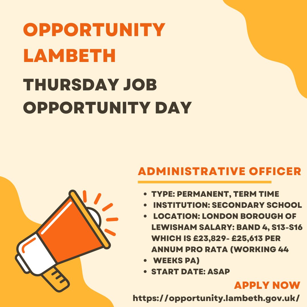 💼 Rare Opportunity Alert! Join our Secondary School in the heart of London Borough of Lewisham as an Administrative Officer. Term-time only role. Immediate start! 

Apply Now: placingpeopledirect.co.uk/contact-us 

#PlacingPeopleDirect #EducationJobs #AdministrativeOfficer #Lewisham