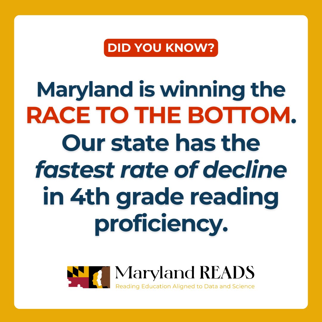 Our new report highlights how reading proficiency rates among Maryland’s kids are at a crisis level–but it’s not too late to give every child the very best chance. Read more in our 2024 report #TheSilentCrisis 🔽 marylandreads.org/download-repor…