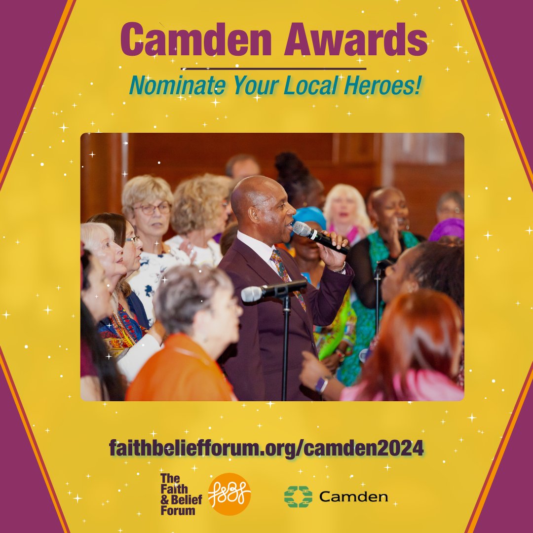 🗣️ People of Camden – time to spotlight your unsung heroes! ⭐ Do you know any inspiring local groups and individuals ? We're partnering with @CamdenCouncil to celebrate them at the first ever Camden Faith Awards! Nominations now open! Find out more: faithbeliefforum.org/camden2024