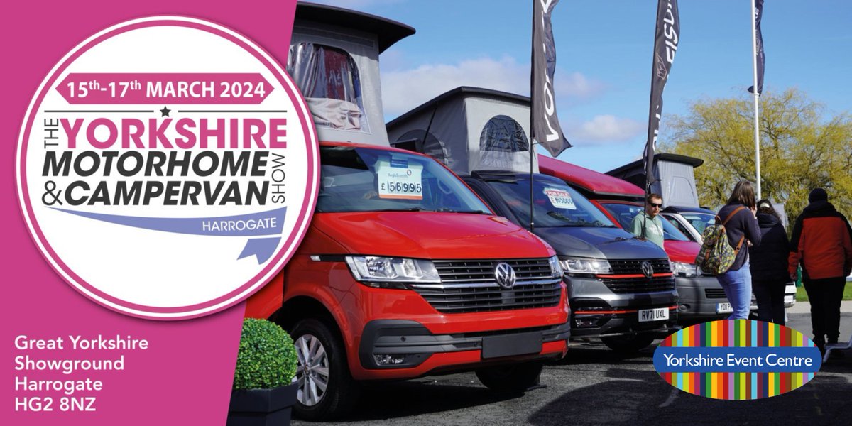 The Yorkshire Motorhome & Campervan Show has arrived in Harrogate! 🚐 📆 15th - 17th March 2024 ✅ New and used models ✅ Indoor and outdoor exhibition areas ✅ A large selection of different brands with show exclusive offers To book tickets, visit bit.ly/3VkUUlo