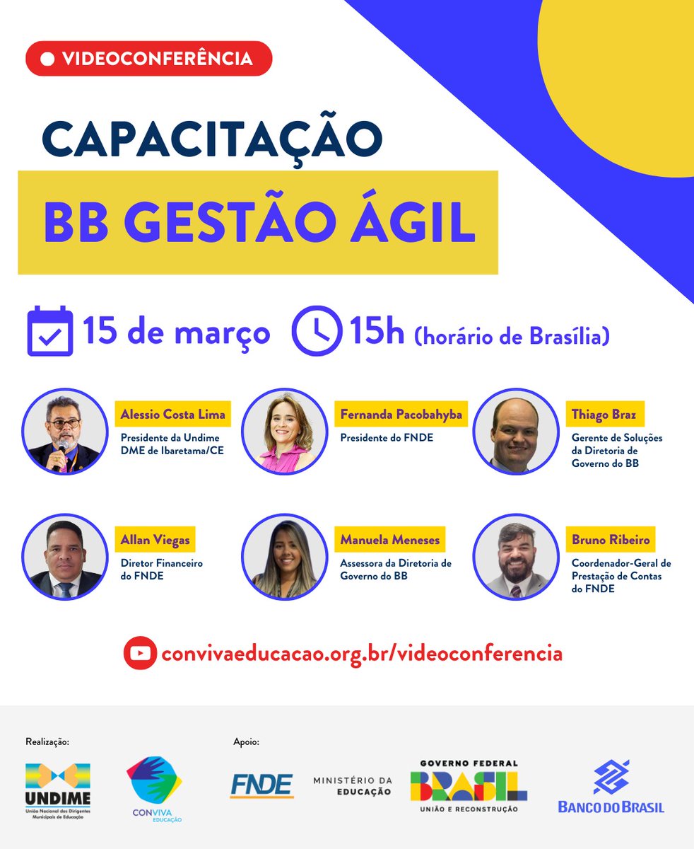 undime's tweet photo. 🗓️É hoje!!!
⏲️A partir das 15h (horário de Brasília), o Conviva Educação, vai realizar a videoconferência sobre o BB Gestão Ágil.
🖱️Clique aqui para assistir https://t.co/4VVSdEp0fc
#Undime
#ConvivaEducacao
#BBGestaoAgil
#fnde https://t.co/vCNw4XByA5