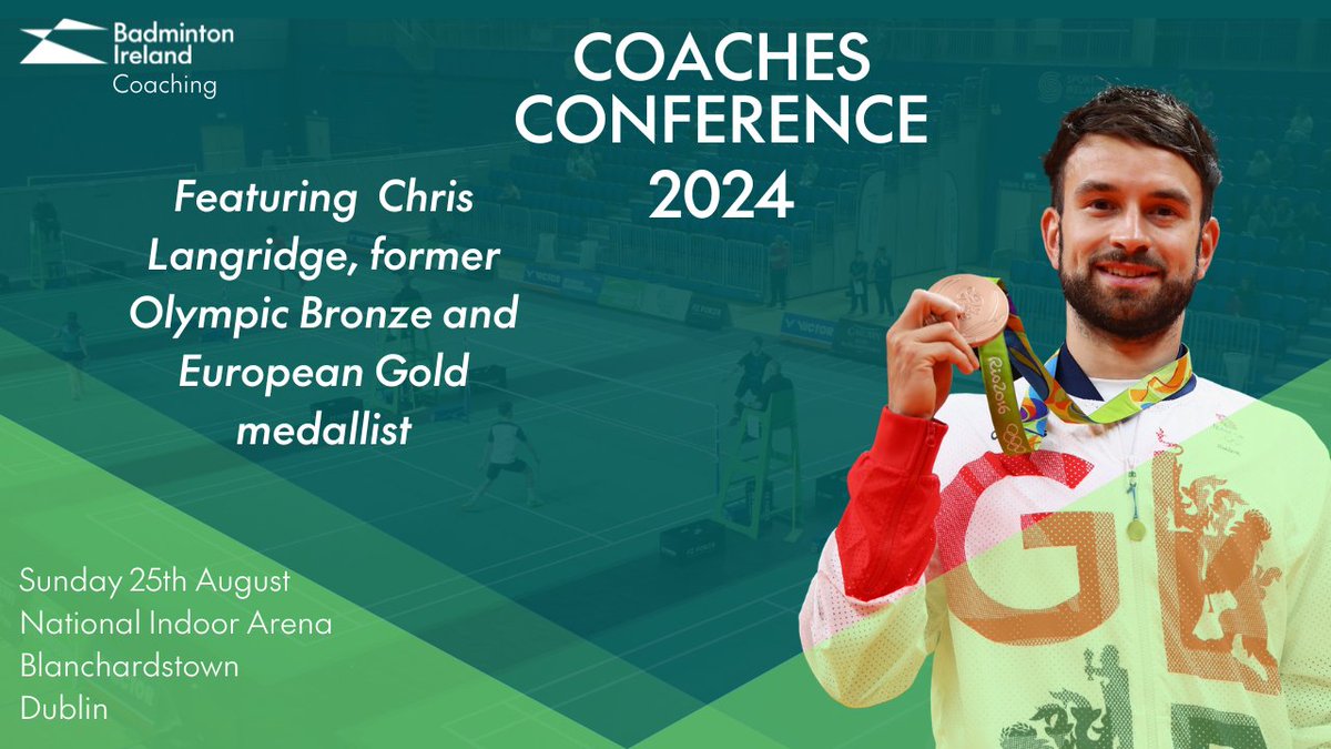 📢ANNOUCEMENT📢 Olympic Bronze and current European Games Gold Medallist Chris Langridge is set to headline the Badminton Ireland Coaches Conference 2024! Tickets go on sale next week! More information and guest speakers to come... badmintonireland.com/cal.../6S5hzq1…