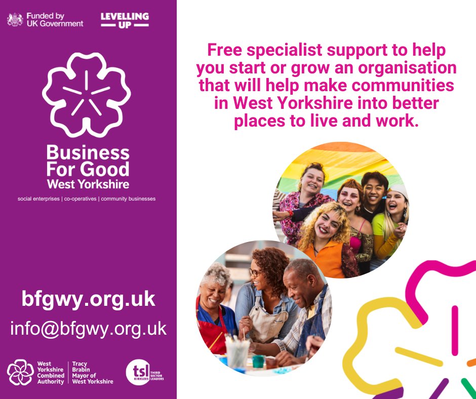 🌱 Whether you’re a #WestYorkshire - based #socialenterprise, #cooperative or other #communitybusiness, or someone with a great ‘business for good’ idea, access free support with coaching, training, information and funding. Learn more 👉bfgwy.org.uk