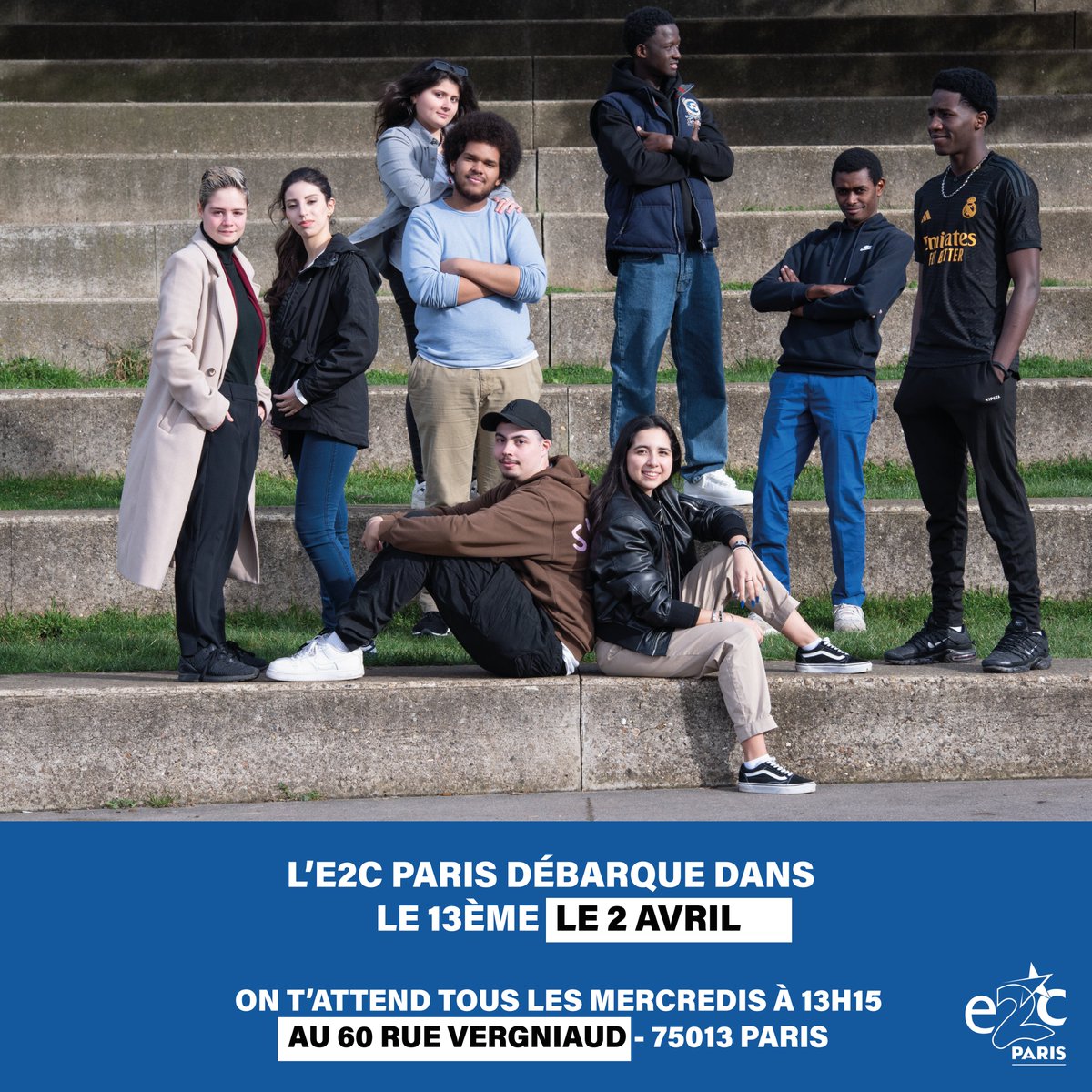 E2C PARIS (@e2cparis) on Twitter photo Pour être au plus près des 6 000 jeunes sans emploi ni formation du sud de Paris, l'E2C Paris s'installe dans le 13ème !
➡️RDV mercredi 17 avril à 13h15 pour la 1ere réunion d'information collective
Contactez-nous pour en savoir +
➡️contact@e2c-paris.fr Pour être au plus près des 6 000 jeunes sans emploi ni formation du sud de Paris, l'E2C Paris s'installe dans le 13ème !
➡️RDV mercredi 17 avril à 13h15 pour la 1ere réunion d'information collective
Contactez-nous pour en savoir +
➡️contact@e2c-paris.fr