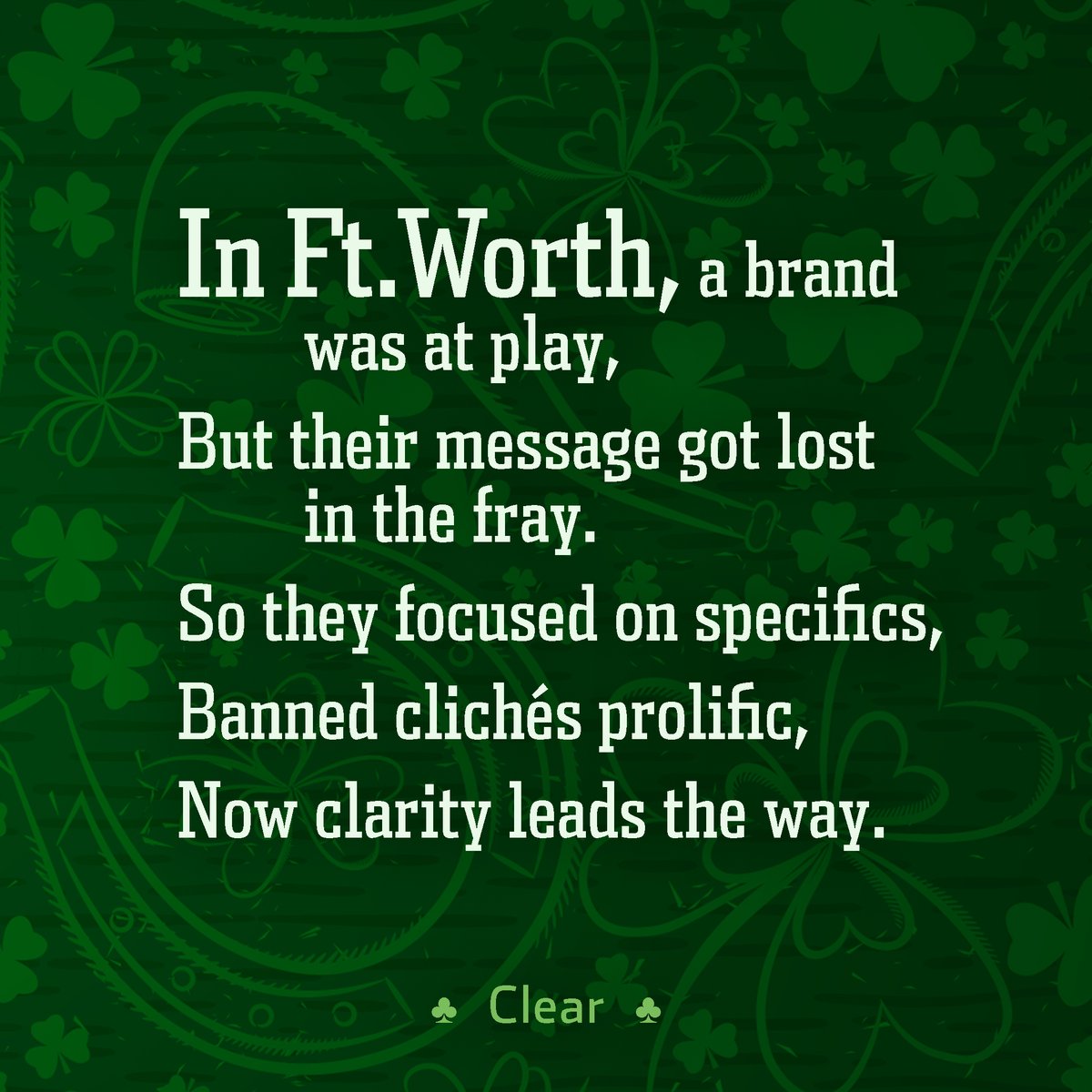 counterpartCD's tweet photo. 🍀🌈 Happy St. Patrick’s Day! 🌈☘️ Successful marketers may seem like they have the luck of the Irish—but these limericks show that a strategic message is worth its weight in gold. 🔗: https://t.co/xnUn2smLZM https://t.co/vke5H29dUp