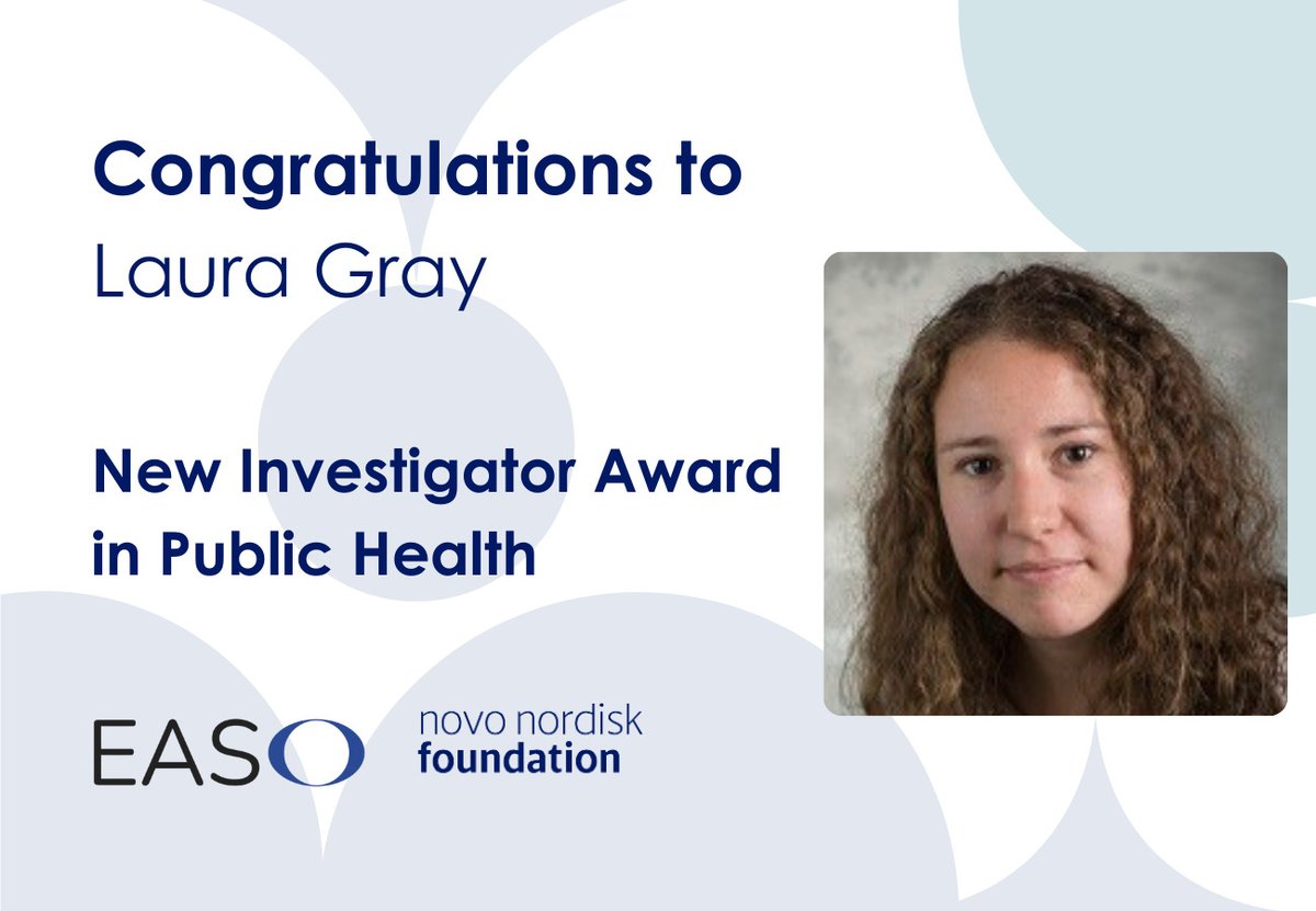 Congratulations to Laura Gray, recipient of the New Investigator Award in Public Health for her extensive research on obesity and population health as a research fellow at The University of Sheffield. Read more: easo.org/easo-novo-nord… @EASOPresident