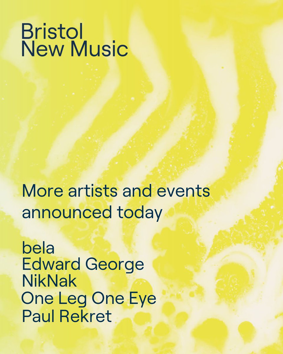 Today we’re excited to announce more artists & events for the Bristol New Music programme. Head over to our website to feast your eyes on the full weekend programme. We're down to final release festival passes - don't sleep on it: bristolnewmusic.org