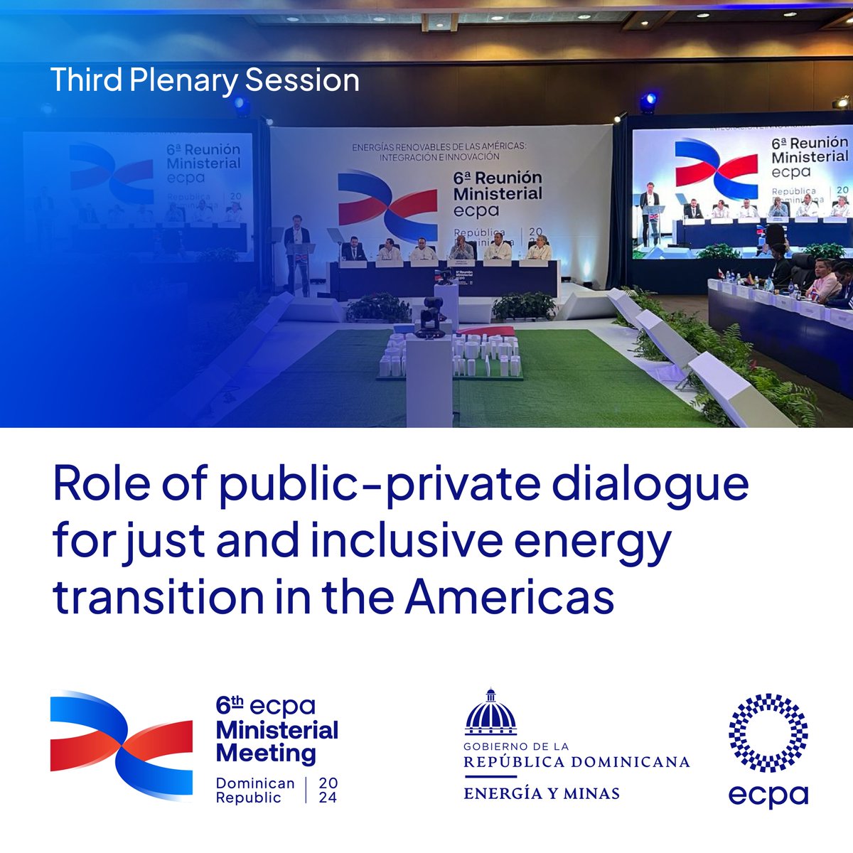 ecpamericas's tweet photo. How can public-private cooperation accelerate the #EnergyTransition in the #ALC?

👉 The third plenary session provides a forum to analyze and discuss innovative strategies to advance a just, inclusive and sustainable energy transition in the Americas, recognizing the importance of coordination between the public and private sectors to achieve these goals.

Topics covered included the rapid deployment of clean energy technologies, decarbonization and inclusive transition, policies for reliable energy systems, critical barriers to energy transition, market analysis, planning and design, and key priorities for regional cooperation.