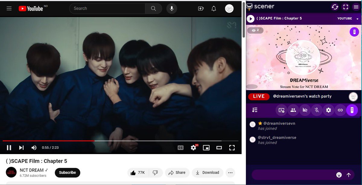 DREAMiverse_VN's tweet photo. 🚀 STREAMING PARTY ON SCENER

DREAMzens, it’s time for Scener. Please join us tonight 🤩🤩🤩

👉 https://t.co/8OYwjUz6L9
⏰️ 0 AM - 2 AM KST

7DREAM ESCAPE FILM CHAPTER 5
#NCTDREAM_ESCAPE_Ch5

#NCTDREAM #NCTDREAM_Smoothie 
@NCTsmtown_DREAM https://t.co/yCgVdnsSI6
