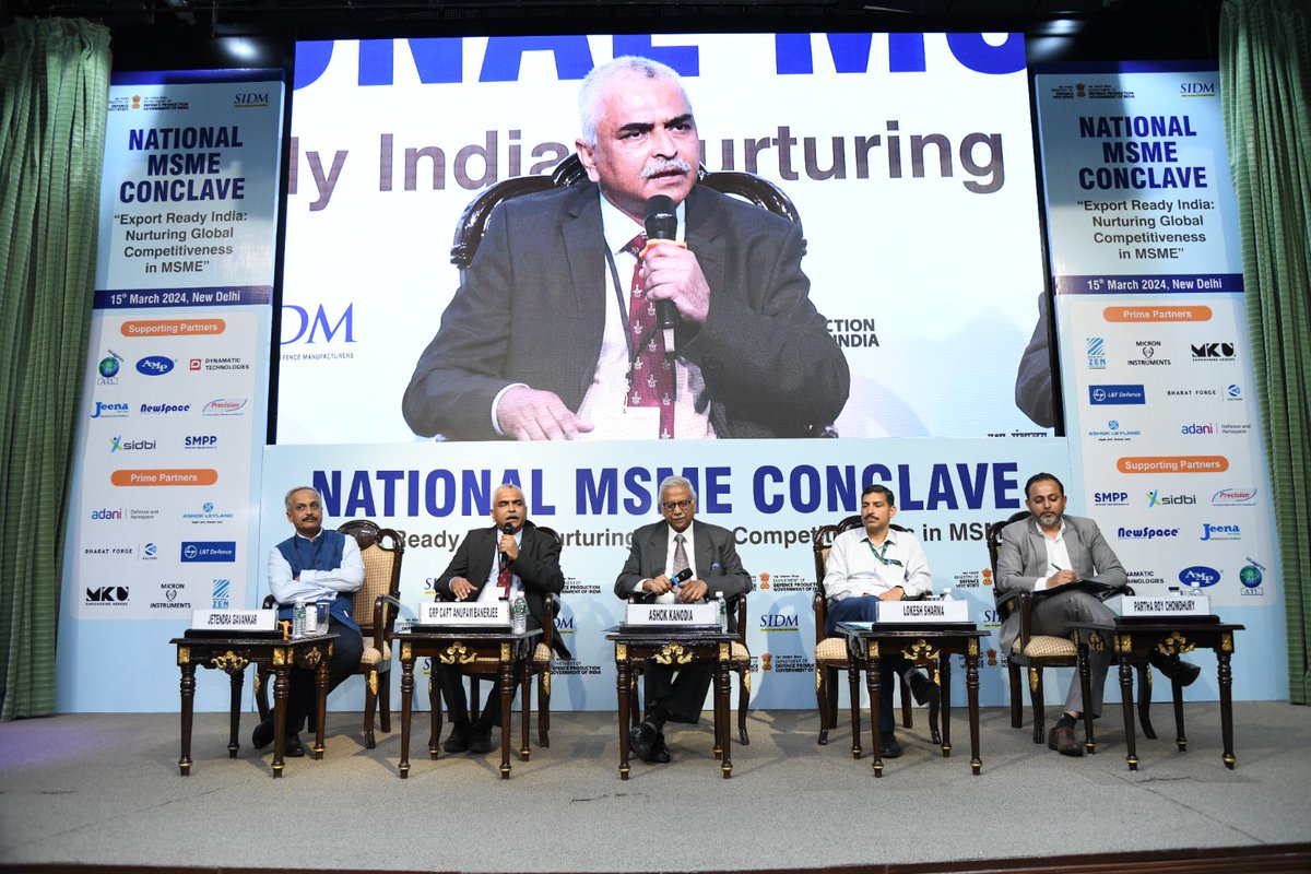Panel Discussion Session -V on 'Integrating Indian Defence MSMEs into Global Supply Chain of FOEM's' during #NationalMSMEDefenceConclave 2024 on 'Export Ready India: Nurturing Global Competitiveness for MSME' Organised by #DDP, MoD in association with #SIDM.