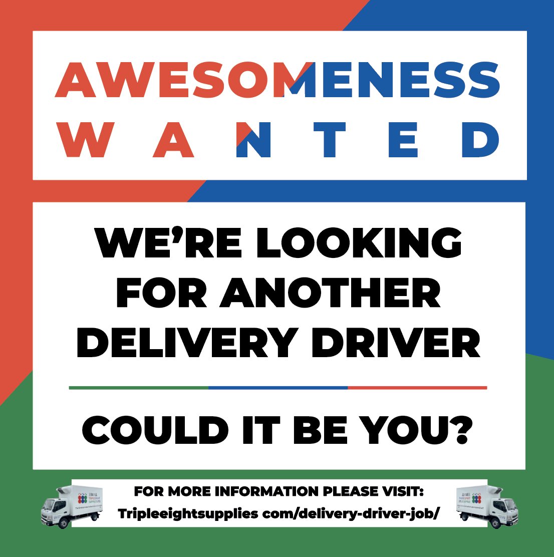 We’re #hiring again! 

For more information and how to apply please visit the #careers section on our website. 
#deliverydriver #job