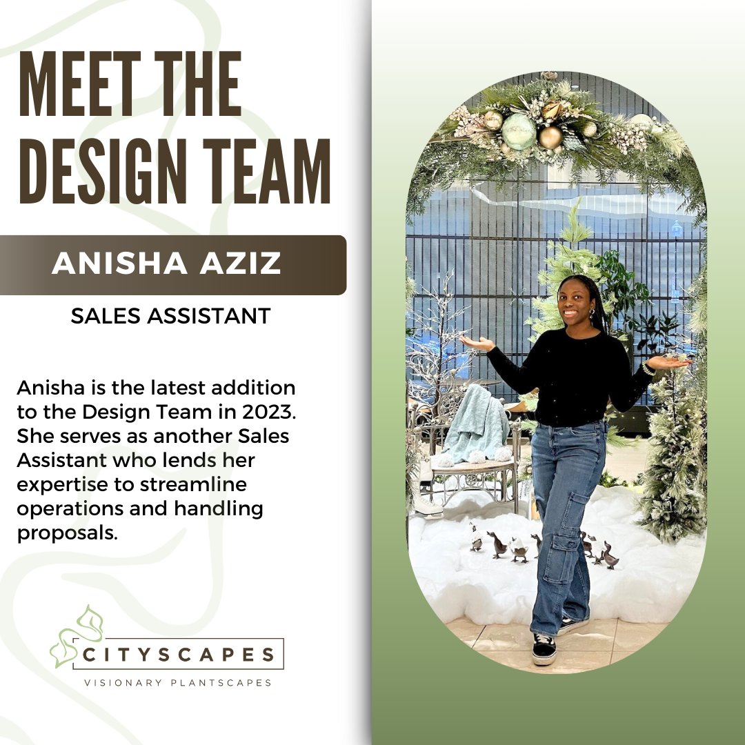 Meet Anisha, the latest addition to our Sales & Design team in 2023! 🌟 Despite being the newest member, her her impact is already incredibly beneficial. In her role as a Sales Assistant, Anisha plays a vital part in handling proposals. 🌿 #dreamteam #proposals #biophilicdesign