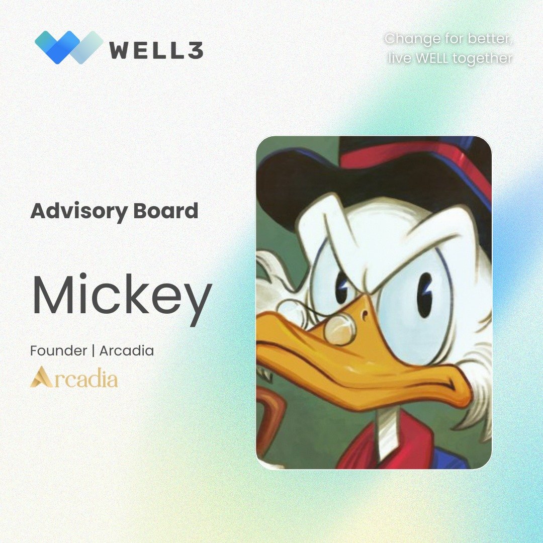 Proud to announce @MH3NFT, Founder of @Web3Arcadia will join #WELL3 Advisory Board Moving forward, we will work closely with Mickey and the Arcadia Team for $WELL, we believe their experience in marketing and venture with Portal and BlockGames will bring us to a different level