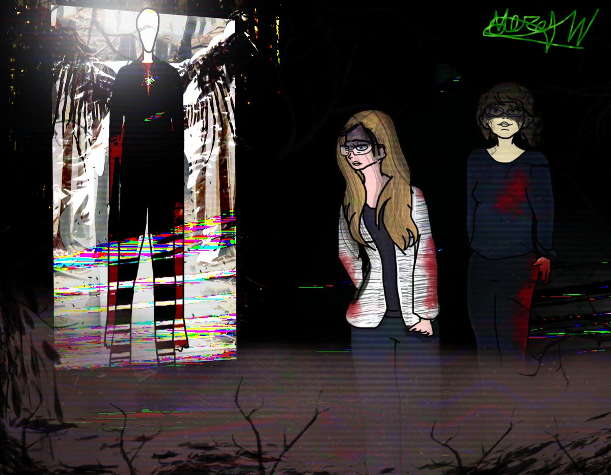 Morgan Geyser and Anissa Weier (The Voidnode) The case of Slenderman stabbing always fascinated me, And how Creepypasta culture itself has remained in seemingly stasis since then. This is simply artwork made out of emotion and feelings and not there to glorify the stabbing.