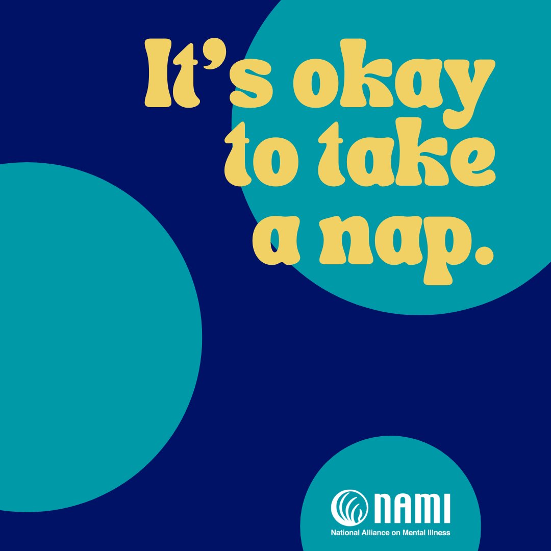 NAMICommunicate's tweet image. Today is #WorldSleepDay 💤, and we are here to remind you that getting a full night's rest and napping is good for your mental health!