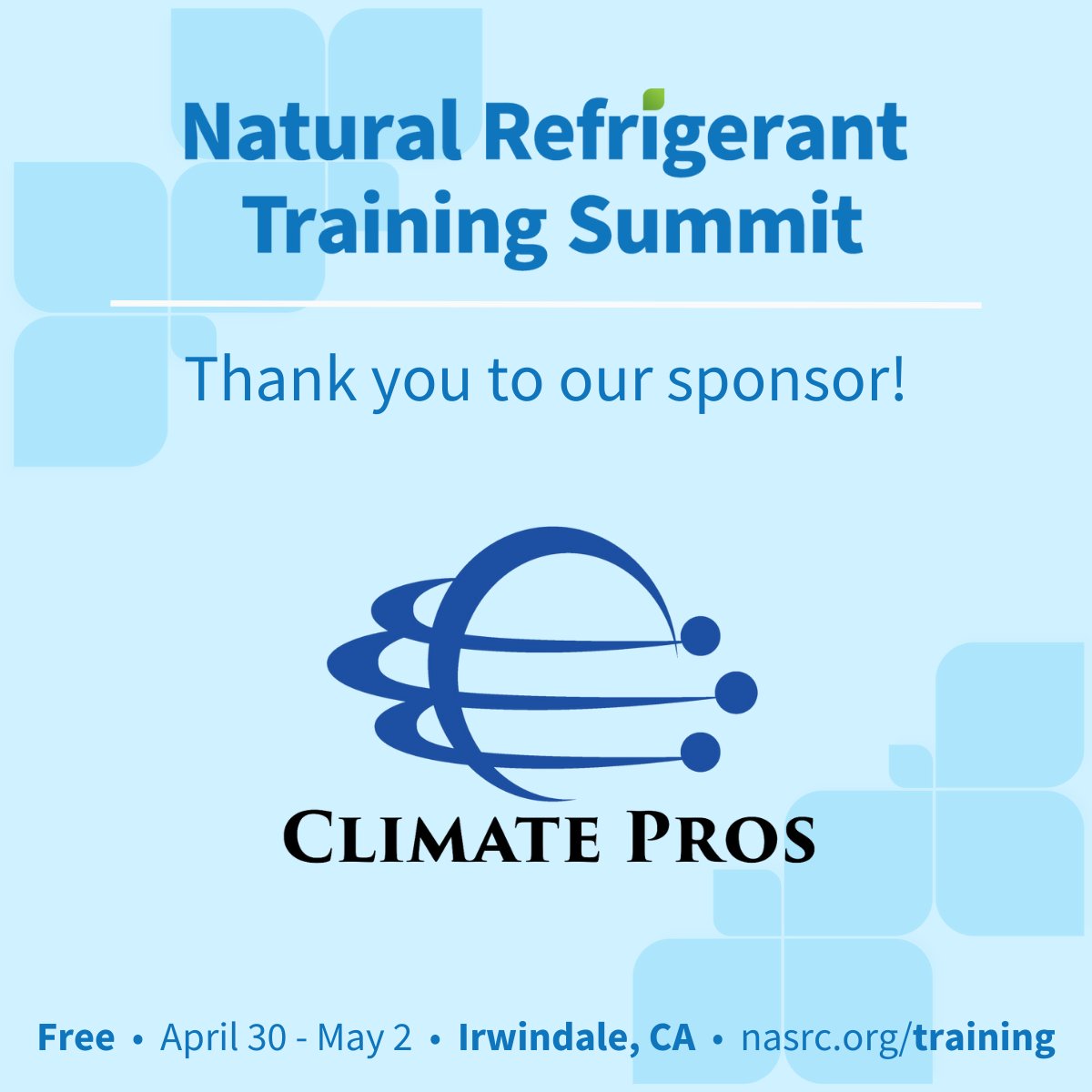 NASRC (@natrefcouncil) on Twitter photo #Thanks to #NatRefTraining Summit premium #sponsor <a href="/ClimatePros/">Climate Pros</a>!
Join us in CA April 30 – May 2 for a free #training & expo on the latest #NatRef technology. Event will feature tech training sessions from manufacturers & industry experts. Register: nasrc.org/irwindale-trai… #Thanks to #NatRefTraining Summit premium #sponsor <a href="/ClimatePros/">Climate Pros</a>!
Join us in CA April 30 – May 2 for a free #training & expo on the latest #NatRef technology. Event will feature tech training sessions from manufacturers & industry experts. Register: nasrc.org/irwindale-trai…