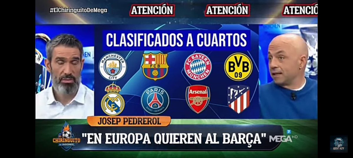 abrahcadabraham's tweet photo. Programa de ayer @elchiringuitotv 
¿Predicción del sorteo?🤔
#UCL #elchiringuito #jugones #SORTEOCHAMPIONS https://t.co/5D3IxjXp6n