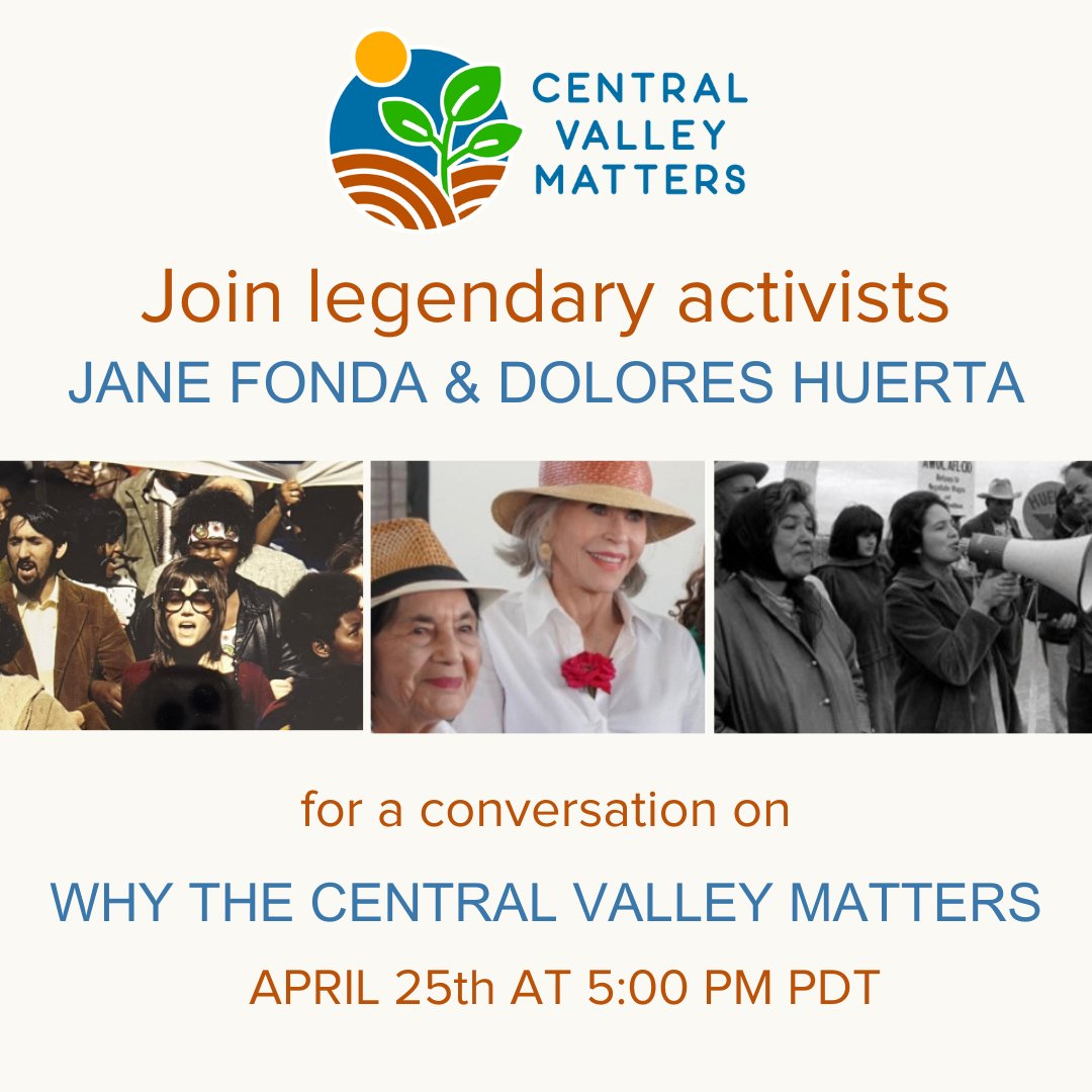 🌟Join Jane Fonda and me on April 25 at 6 PM for a virtual event supporting Central Valley Matters.🌟 Let's empower underserved communities and drive change together! Register now using the link in the bio. #SiSePuede #CentralValleyMatters #CommunityEmpowerment