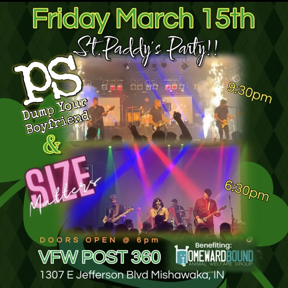 Tonight! First night of St Paddys Weekend!! Here we go!! #mishawaka #tonight #vfw360 #stpaddysday #stpadddysweekend #southbendindiana #southbend ##psdyb #psdumpyourboyfriend #pfreakshow #pfreakshowband 
#coverband #coverbands #liveband #livebandmusic #livebands #thisweekend