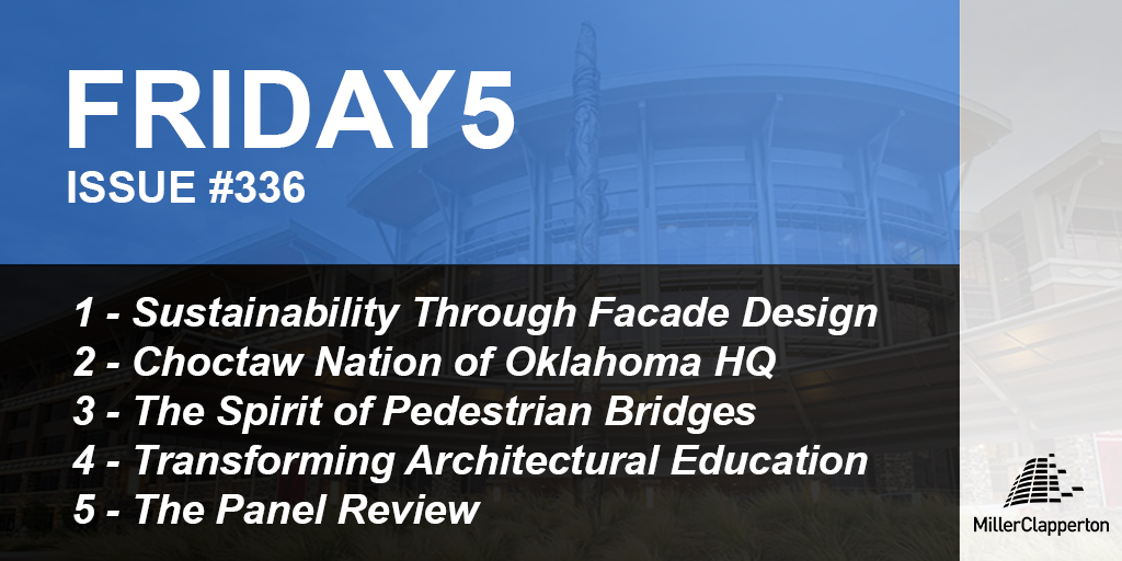 Inside This Week’s Friday5:⠀ 1: #Sustainability Through #Facade Design 2: #Choctaw Nation of# Oklahoma HQ 3: The Spirit of #PedestrianBridges 4: Transforming #Architectural Education 5: The #Panel Review View #Friday5 here: bit.ly/4ciOSaY