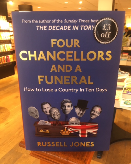 BerkoWaterstone's tweet photo. For our political pundits out there, Russell Jones' Four Chancellors and a Funeral takes a good old poke at the political elite, focussing on the scandals and slip-ups that have become such a part of this government's DNA. https://t.co/nYTVSRGwiA