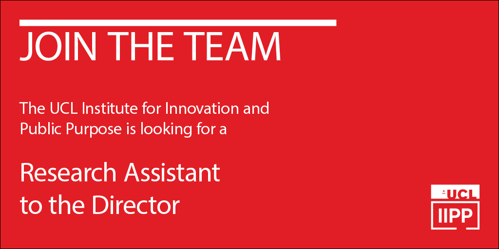Join my team <a href="/IIPP_UCL/">UCL Institute for Innovation and Public Purpose</a>❗️
I'm seeking a Research Assistant to support my research on an economics of the common good and collective value creation. 
Exciting opportunity with radical thinking emerging in economics &amp; policy! 
Deadline: April 5 
Apply ➡️ bit.ly/4cl6L99