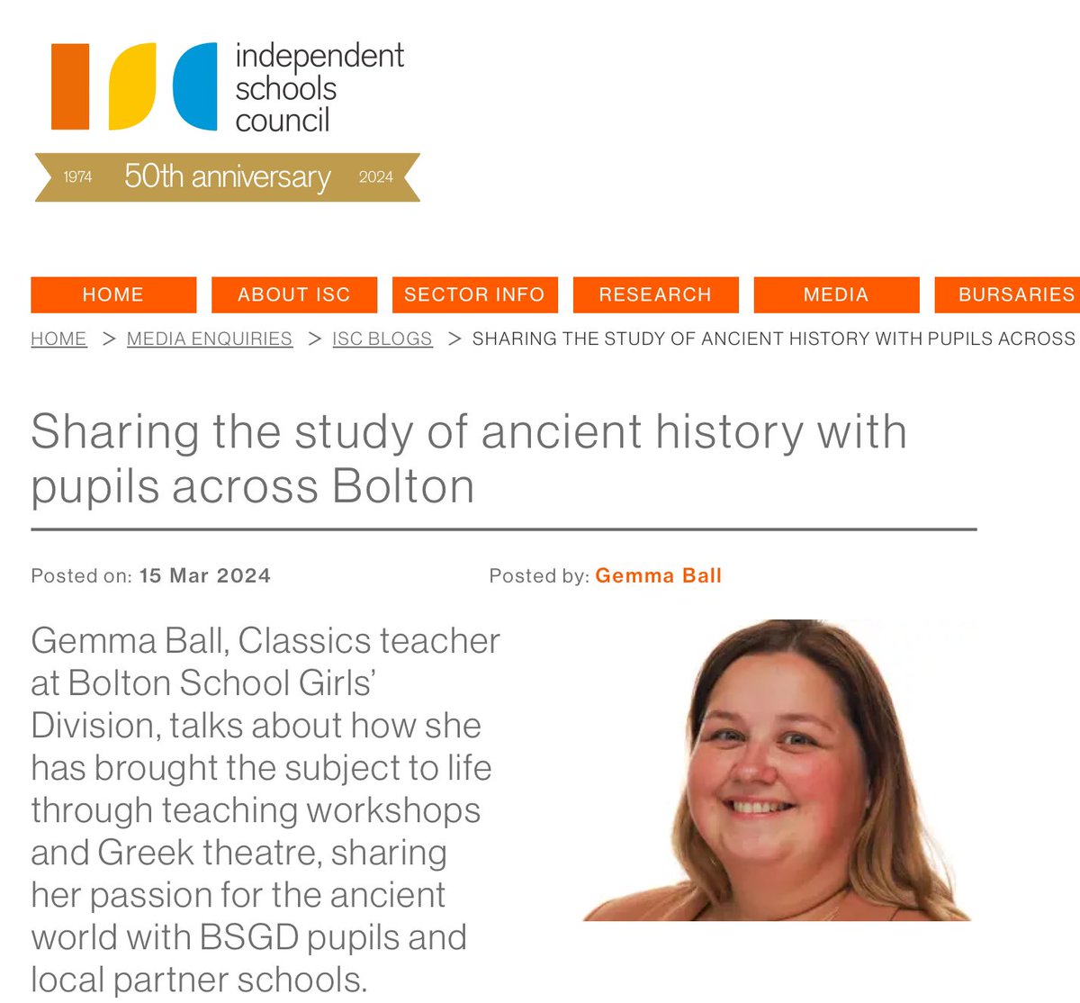 Great to see the fantastic partnership and outreach work done by our @BSGDClassics department being recognised in the @ISC_schools blog. @SchoolPAlliance @GSAUK @HMC_Org @schoolstogether 

isc.co.uk/media-enquirie…