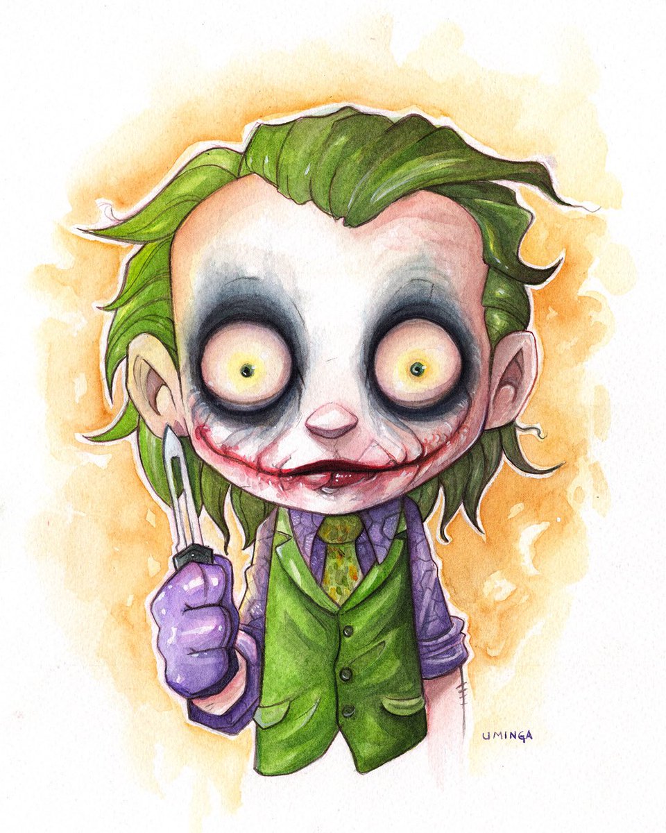 Finished up this updated Joker painting. He’s up for grabs in my shop ( uminga720.storenvy.com) #Joker #watercolor #keepcraftalive