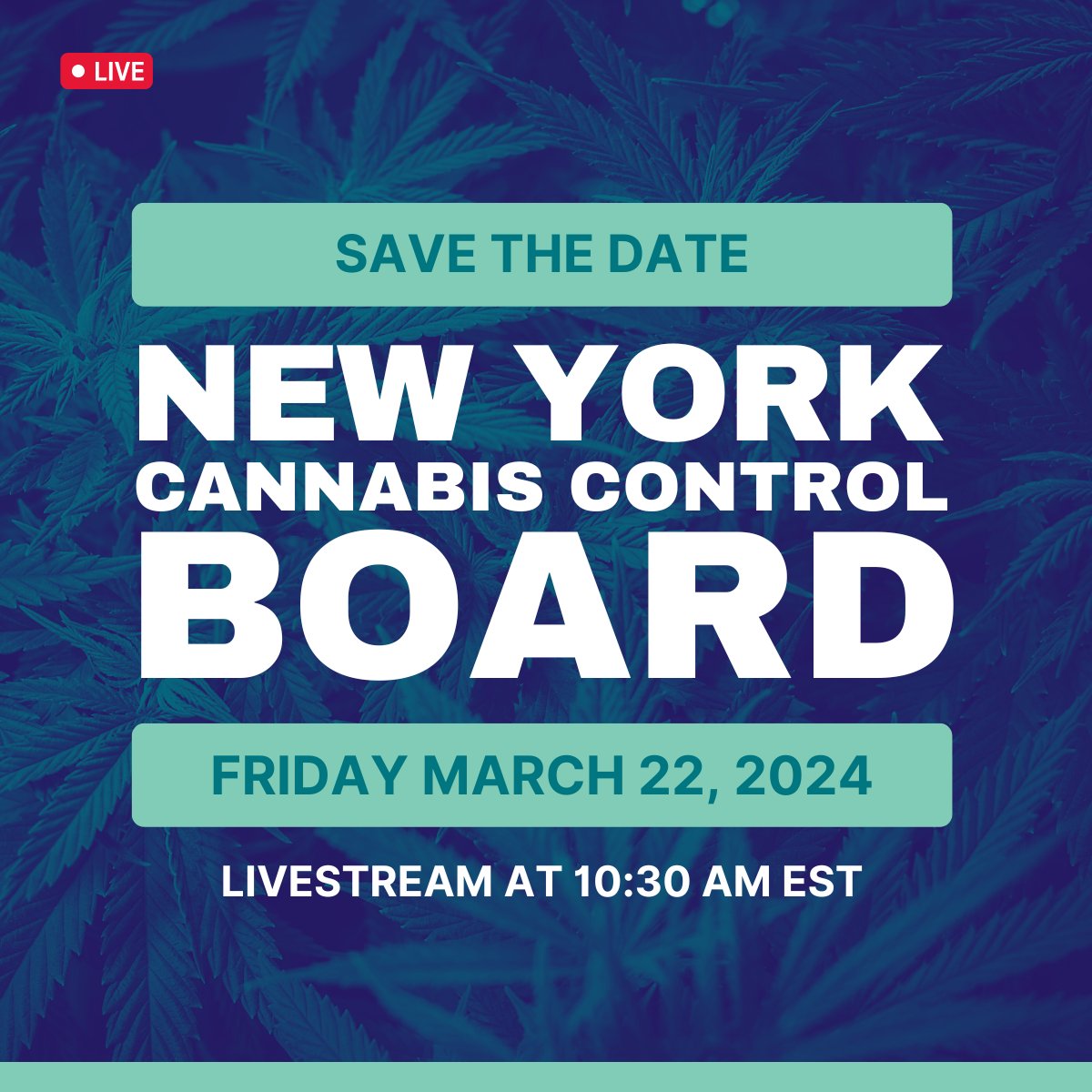 The #NYCCB will host a public board meeting Friday, 3/22 at 10:30 AM. For more information on how to join in-person or via livestream, visit: cannabis.ny.gov/cannabis-contr…