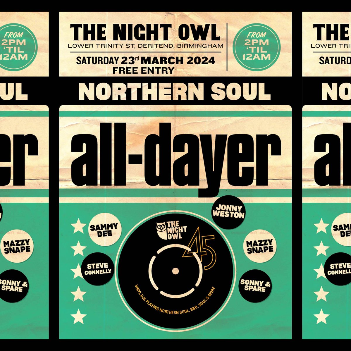 Coming next Saturday: THE NORTHERN SOUL ALL-DAYER 🎉💃

Join us for an all dayer of vinyl DJs playing Northern Soul with a touch of R&amp;B, Modern + Soul including

SONNY &amp; SPARE
JONNY WESTON
STEVE CONNELLY
MAZZY SNAPE
+ SAMMY DEE

Join us from 2pm, with Dig? FREE ENTRY 🙌