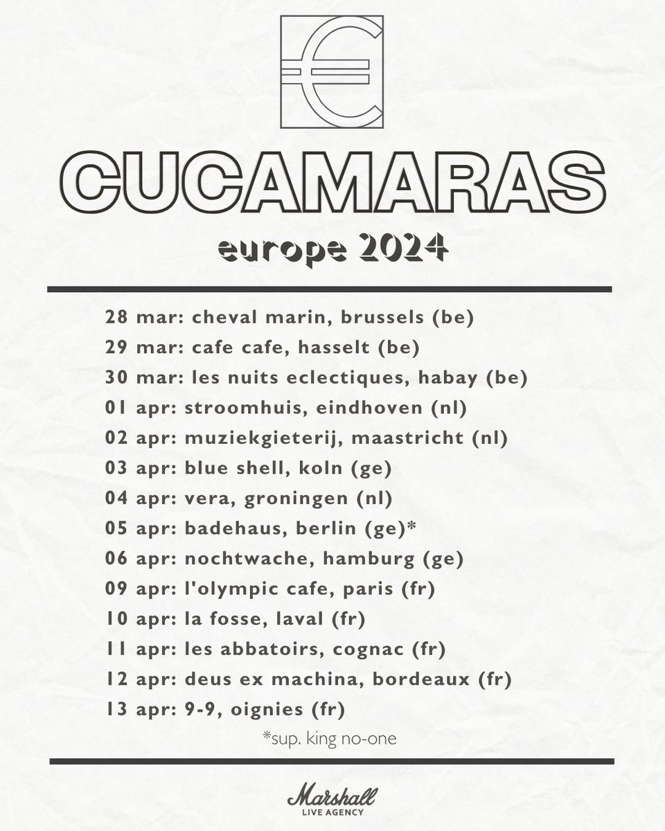 cucamarasband's tweet photo. We are international rock stars people, and the demand just keeps getting higher. New European dates added in Brussels, Eindhoven and Berlin. 

Ticket link below. Dig in.

https://t.co/tmXpmYkMN0 https://t.co/JcMInLsriJ