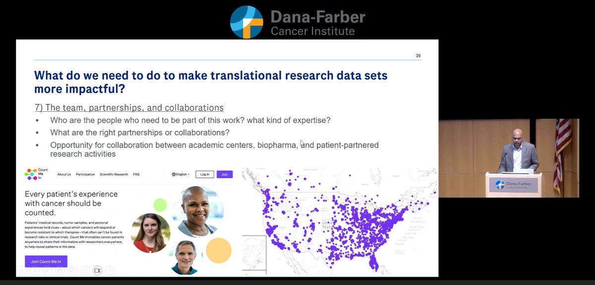 Dr. Wagle (@Nikhilwagle) offered insights on how to maximize the impact of translational research and wondered what we need to make translational data sets more impactful. Join the Genomic Approaches Toward Precision Cancer Medicine Symposium here⬇️ dfci-ccg.github.io/symposium/inde…