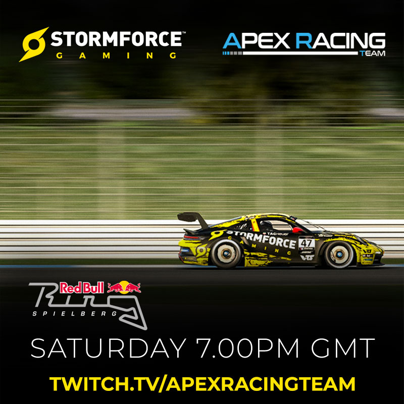Don't miss Stormforce ART taking on the Red Bull Ring in the next round of the Porsche TAG Heuer Esports Supercup. #PESC #iracing ⏰: Saturday, 19:00 GMT 📺: twitch.tv/apexracingteam