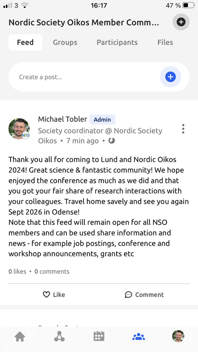 Remember: if you are an NSO member you can use the community feed through your ’my glue’ profile to post information about jobs, conferences, workshops, grants etc