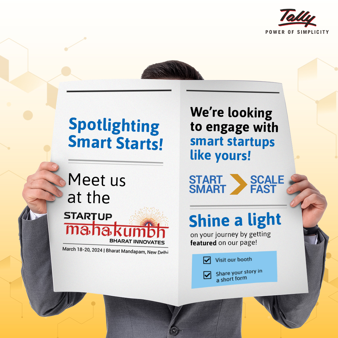 At the #StartupMahakumbh , stand a chance to get your business in the spotlight with us because your startup story deserves a stage. Meet us at our booth at the biggest #startup event to know how you can get a chance to #GetFeatured across our social media channels ⭐
#Tally