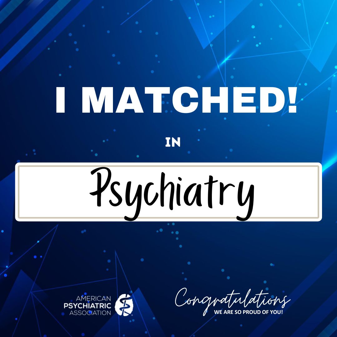 APApsychiatric's tweet image. The APA wishes a wonderful #MatchDay to all residents and a very warm welcome to all future Psychiatrists! 

Share your Match Day photos with us by tagging us in your post!
