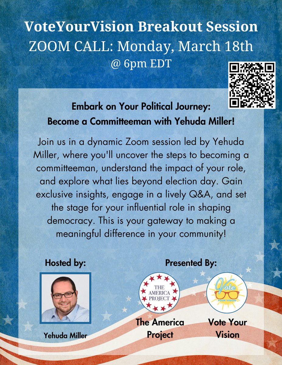 🚨This coming Monday at 6PM EDT with The America Project's own @yehuda_miller!🚨 americaproject.com/event/voteyour…