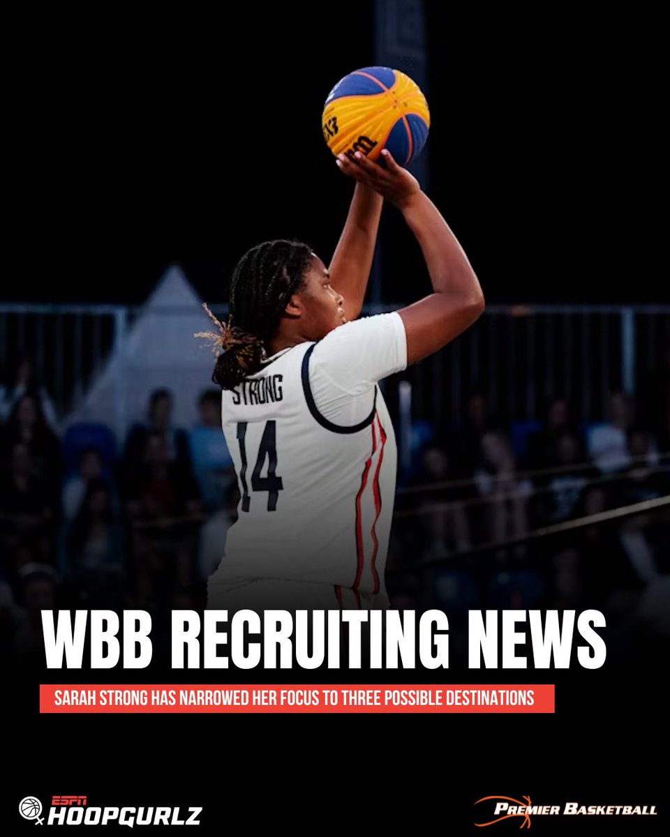 Shane Laflin (@shanelaflin) on Twitter photo ⚠️ WBB RECRUITING 📰 NEWS
<a href="/thesarahstrong/">Sarah Strong</a>, the No. 1️⃣ player in the <a href="/ESPN_WomenHoop/">ESPN Women's Hoops</a> 2️⃣0️⃣2️⃣4️⃣ class, has decided to focus on 3 final schools.
Who are the 3? What would she bring to each of the programs?
Full Feature ➡️: espn.com/womens-college… ⚠️ WBB RECRUITING 📰 NEWS
<a href="/thesarahstrong/">Sarah Strong</a>, the No. 1️⃣ player in the <a href="/ESPN_WomenHoop/">ESPN Women's Hoops</a> 2️⃣0️⃣2️⃣4️⃣ class, has decided to focus on 3 final schools.
Who are the 3? What would she bring to each of the programs?
Full Feature ➡️: espn.com/womens-college…