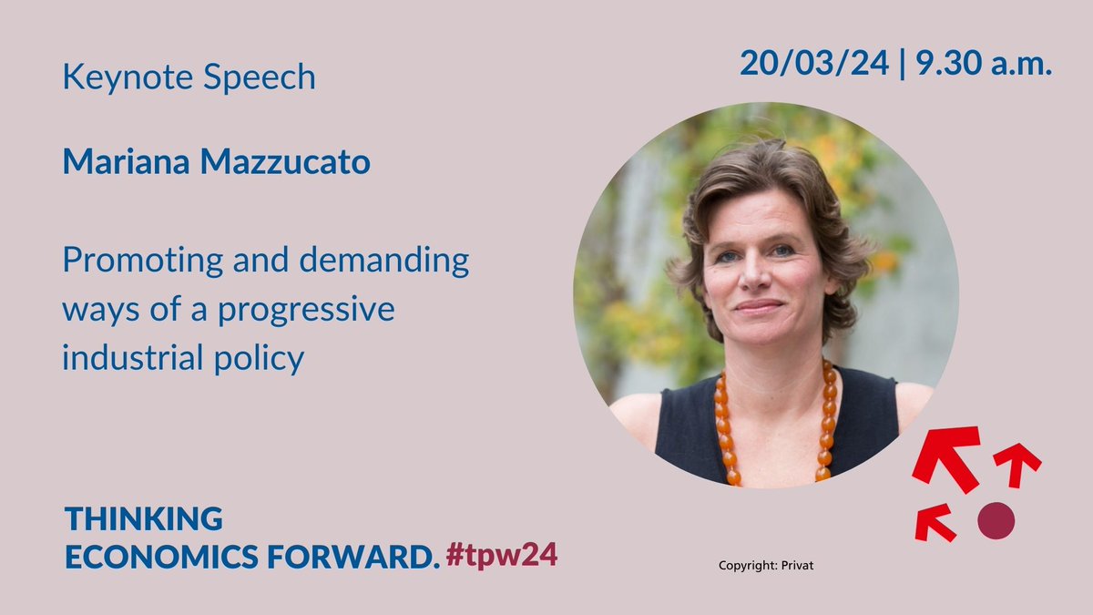 What defines a forward-looking industrial policy? To kick off #tpw24 on 20 March, journalist @PPinzler @DIEZEIT discusses this crucial topic with renowned economist @MazzucatoM Join via #livestream! 💻 See the full programme: 👉fes.de/en/day-of-prog…