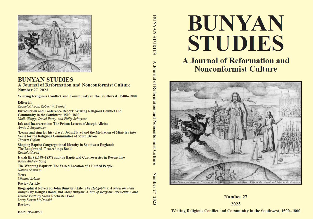 Our 2023 issue of Bunyan Studies is out and on its way to members! Guest edited by @WritingExeter (@DrDParry, @NiallAllsopp, @PhilipSchwyzer), the issue focuses on ‘Writing Religious Conflict and Community in the Southwest, 1500-1800’ ✍️