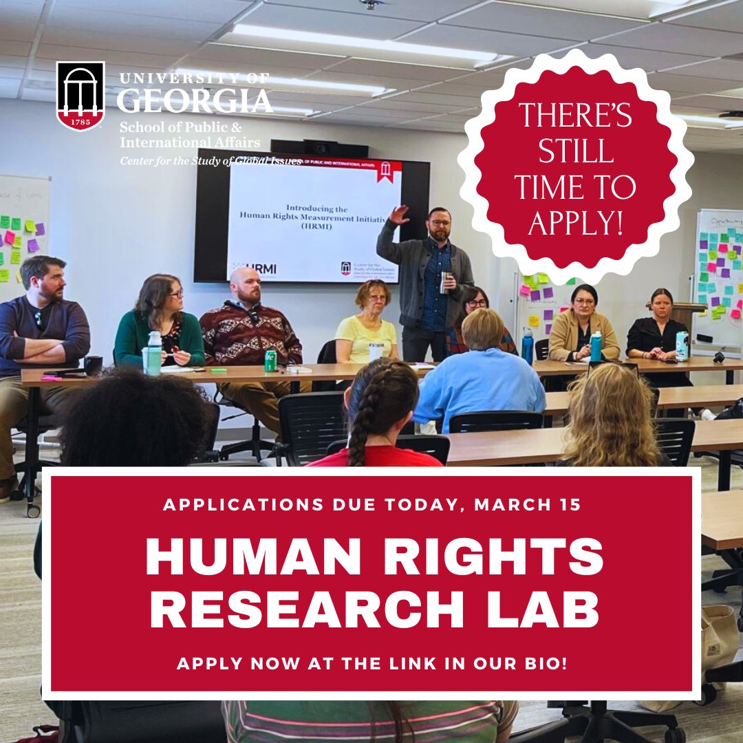 There is still time to apply to the GLOBIS Human Rights Research Lab! Apply now at ugeorgia.ca1.qualtrics.com/jfe/form/SV_dh…! Applications are due TONIGHT, March 15 at 11:59pm.