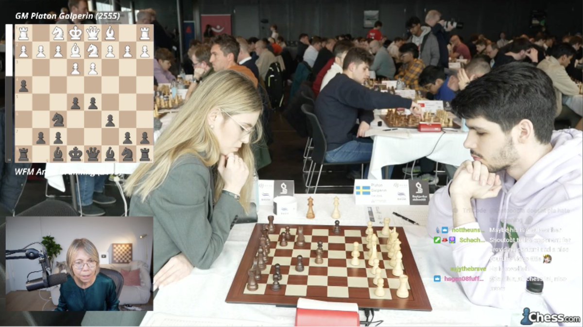 chesscom's tweet image. Platon Galperin plays the cow against Anna Cramling! 🐮🐮🐮