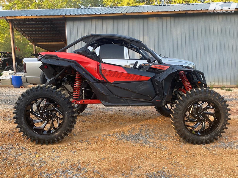 Flaunt Your Ride Friday! Marcus' Can-Am Maverick X3 looks great! He's running 40' System 3 XT400 tires on 24' Fuel Reaction wheels in a Gloss Black/Milled finish. bit.ly/3VkDl4J #kjmotorsports #fuelwheels #system3tires #canammaverickx3