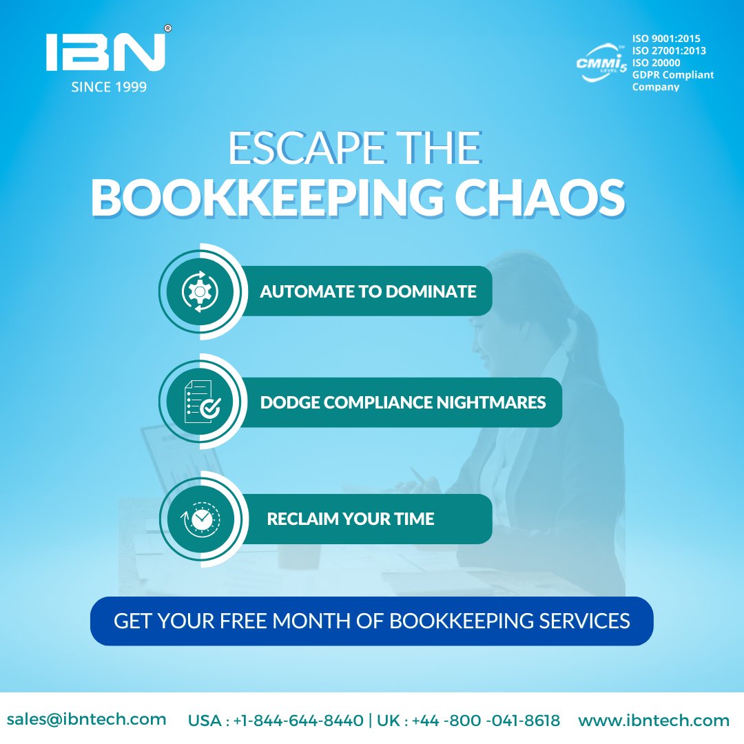 IBNTechnology's tweet image. Conquer your accounts, not your time!  Embrace simplicity with our automated bookkeeping services. Dodge those compliance nightmares and start your journey towards effortless finances. Your first month is on us! 

#Ibntech #bookkeepingautomation #bookkeepingservices #TimeIsMoney