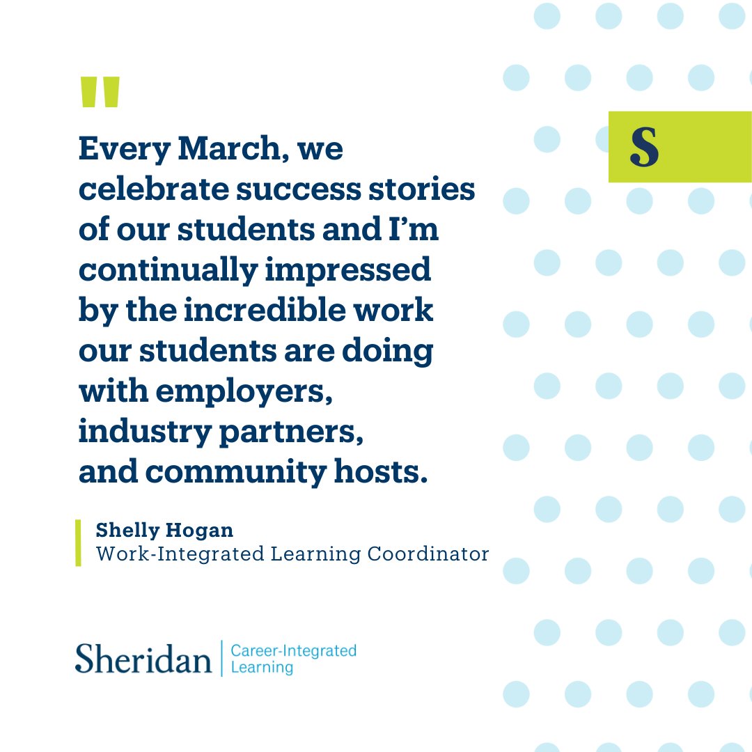 Building on what they have learned in the classroom, students are applying their knowledge, gaining new job-related skills and sharing fresh perspectives and innovative ideas in the workplace with inspiring results.

We are so #SheridanProud to be part of their journey!