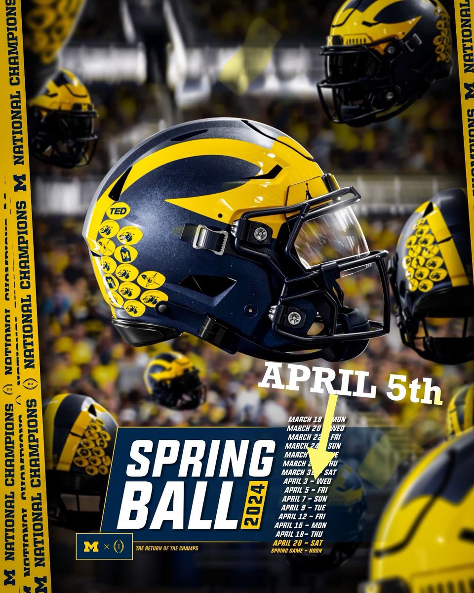 I will be on campus April 5th @UMichFootball . @CoachKCampbell @lacheltqba @OC_Knights_FB @CoachDanny10 @adamgorney @BrandonHuffman @AlPopsFootball @BriceMarich @EJHollandOn3