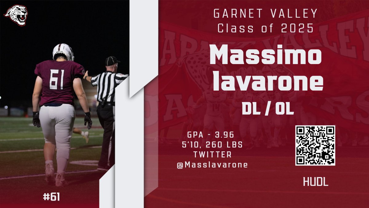 🚨🚨 College Football Coaches!  Garnet Valley Football's 2025 Prospects planning to play collegiate football!  🚨 🚨 Luke Vaughn, Aidan Bendo, Luke O'Donoghue, Massimo Iavarone