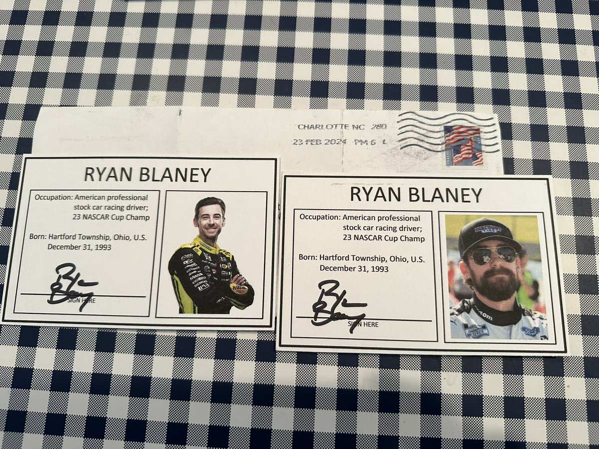 #RyanBlaney @NASCAR @NASCARONFOX @NASCARonNBC @NASCARHall #Racing #TTM #Memorabilia #Autograph #Autographs #AutographCollector  #AutographCollection #GreatGuy #ThankYou #TTMSuccess #TTMAutographs #MailDay