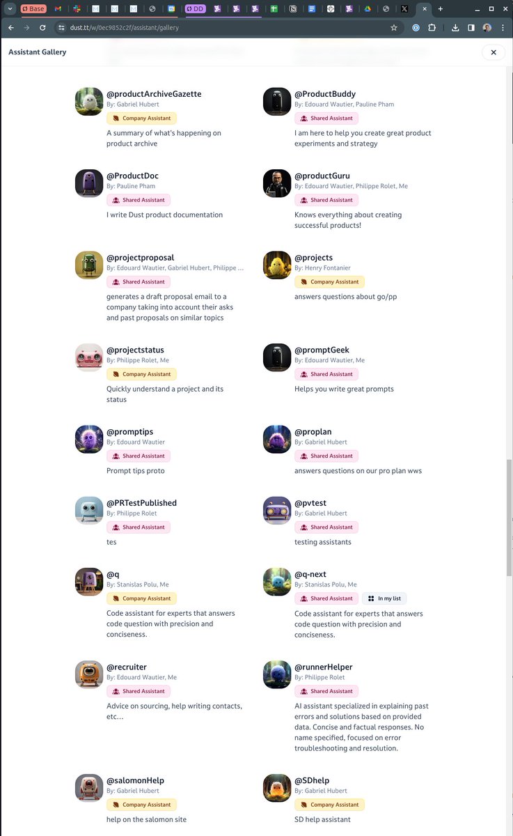 📈sitrep

weekly (5 days active users / week)
weekly (5 days active assistants / week)

It's not just about the # of power users but also the # of power assistants 🦾

Proof that one assistant does not cut it.

Dust is the platform to orchestrate them all.
