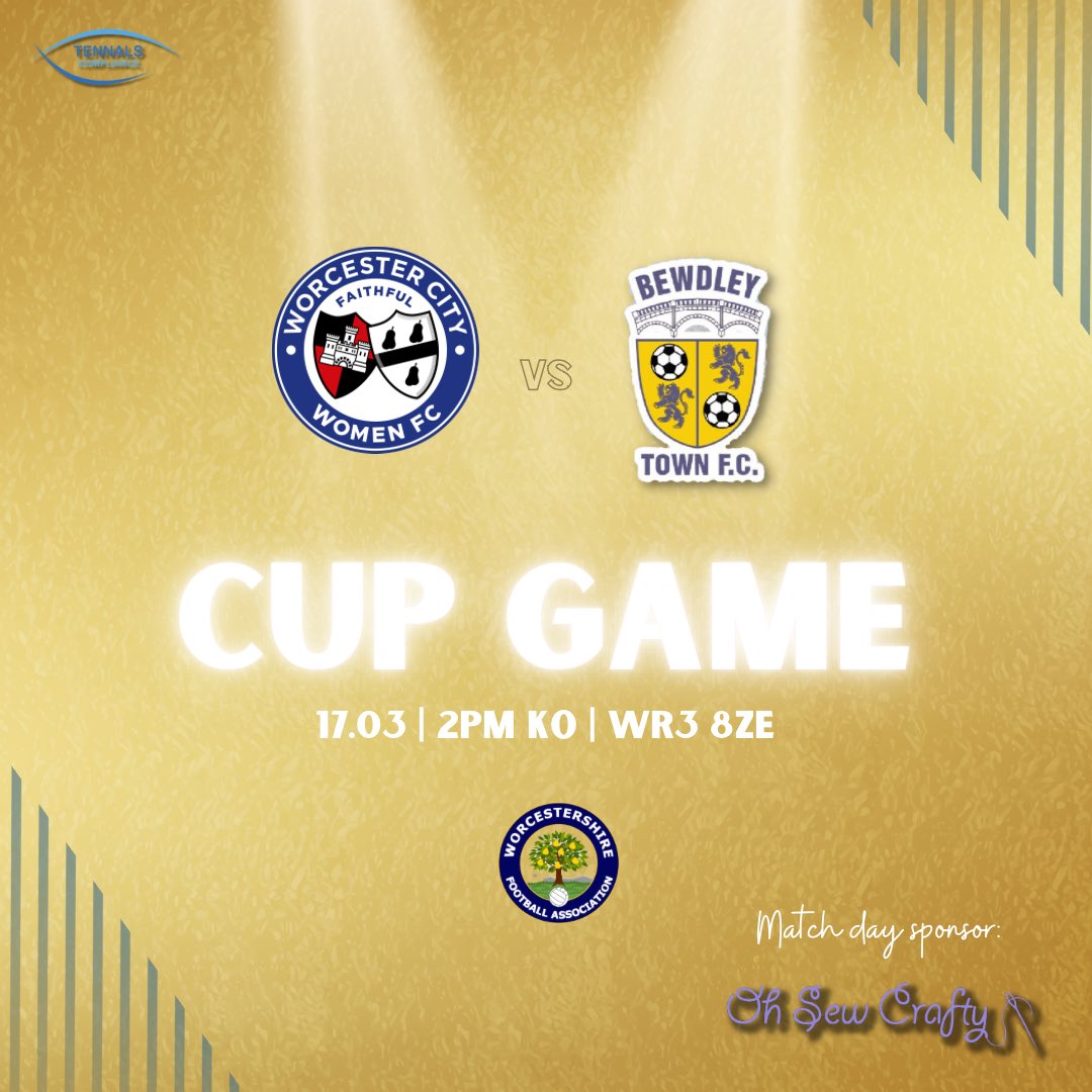 🚨 ℕ𝕖𝕩𝕥 𝕗𝕚𝕩𝕥𝕦𝕣𝕖

📍Sixways Stadium 
🗓 17th March
⏰ 2pm KO
🆚 Worcester City Women First Team
🏆Worcester FA County Cup Semi Final
🎟️ Ticket charges do apply

🤝 Oh Sew Crafty

#UpTheRiverside 🛶